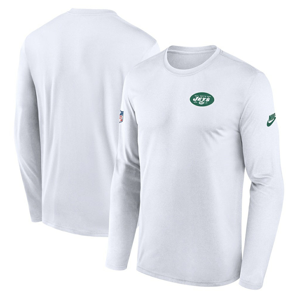 New York Jets Legend Small Logo Dri-FIT Long Sleeve T-Shirt - White - Nike