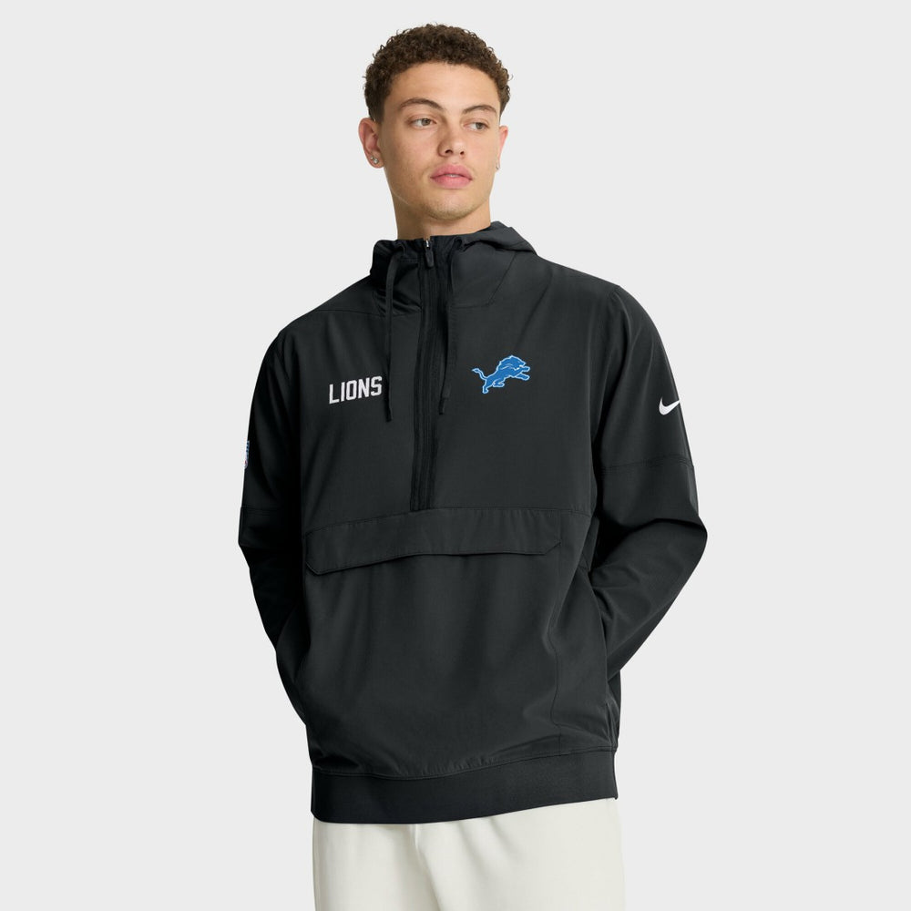 Detroit Lions Sideline Alt Pack Anorak Half-Zip Hoodie Jacket - Black - Nike