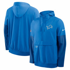 Detroit Lions Sideline Anorak Half-Zip Hoodie Jacket - Blue - Nike