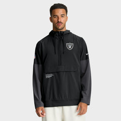 Las Vegas Raiders Sideline Anorak Half-Zip Hoodie Jacket - Black - Nike