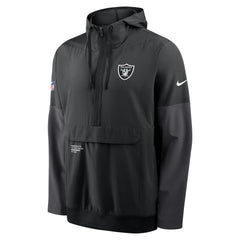 Las Vegas Raiders Sideline Anorak Half-Zip Hoodie Jacket - Black - Nike