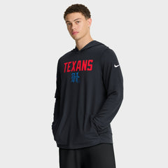 Houston Texans Sideline Pass Accuracy Dri-FIT Long Sleeve Hoodie T-Shirt - Blue - Nike