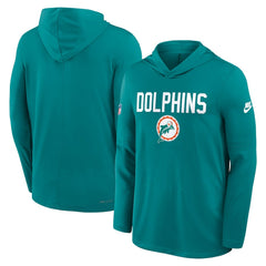 Miami Dolphins Sideline Pass Accuracy Dri-FIT Long Sleeve Hoodie T-Shirt - Aqua - Nike