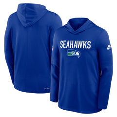Seattle Seahawks Sideline Pass Accuracy Dri-FIT Long Sleeve Hoodie T-Shirt - Royal - Nike