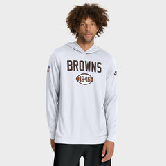 Cleveland Browns Sideline Pass Accuracy Dri-FIT Long Sleeve Hoodie T-Shirt - White - Nike