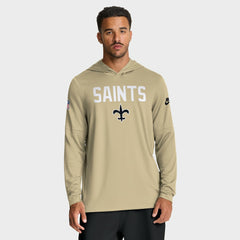 New Orleans Saints Sideline Pass Accuracy Dri-FIT Long Sleeve Hoodie T-Shirt - Gold - Nike