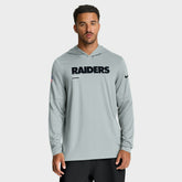 Las Vegas Raiders Sideline Pure Fury Performance Long Sleeve Hoodie T-Shirt - Silver - Nike