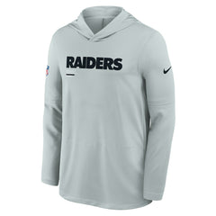Las Vegas Raiders Sideline Pure Fury Performance Long Sleeve Hoodie T-Shirt - Silver - Nike
