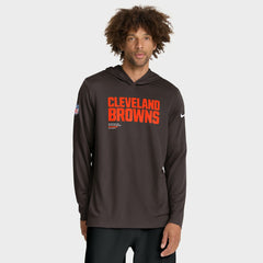 Cleveland Browns Sideline Pure Fury Performance Long Sleeve Hoodie T-Shirt - Brown - Nike