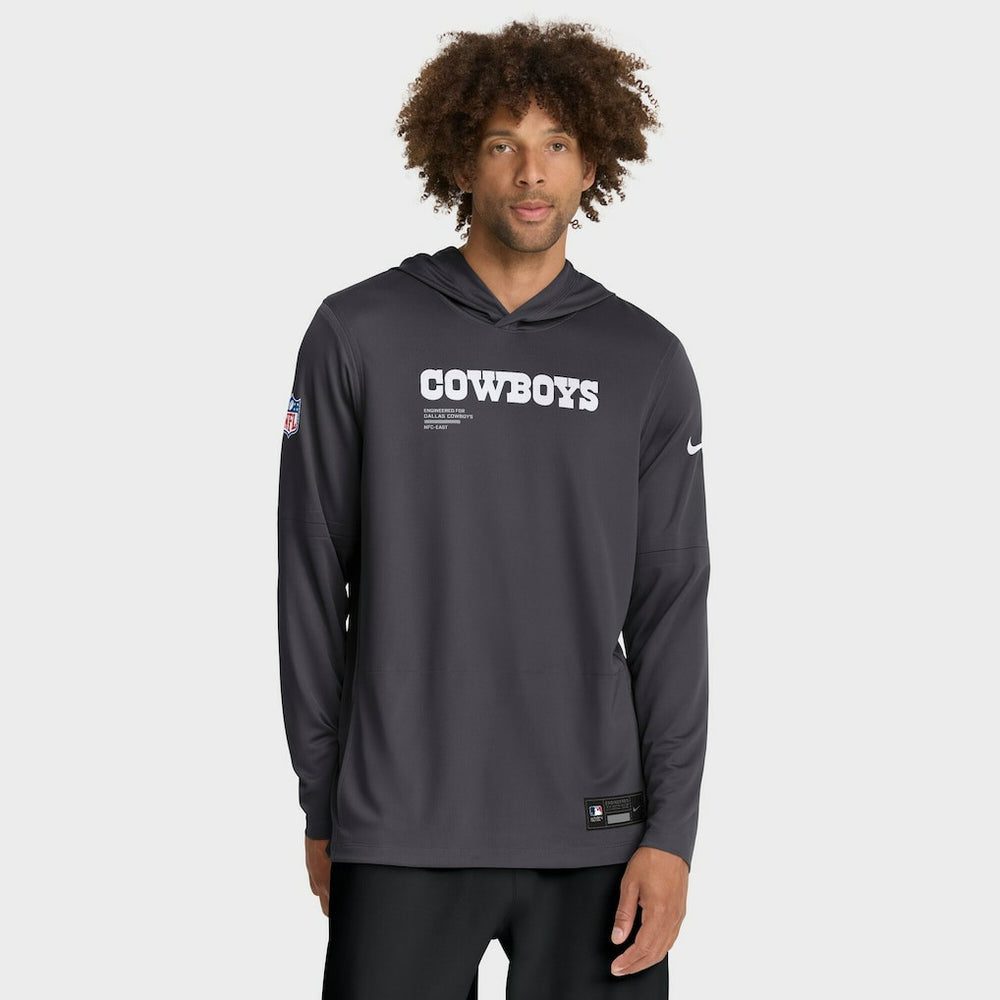 Dallas Cowboys Sideline Pure Fury Performance Long Sleeve Hoodie T-Shirt - Anthracite - Nike