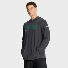 Green Bay Packers Sideline Pure Fury Performance Long Sleeve Hoodie T-Shirt - Anthracite - Nike