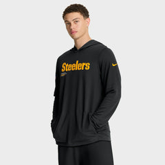 Pittsburgh Steelers Sideline Pure Fury Performance Long Sleeve Hoodie T-Shirt - Black - Nike