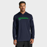 Seattle Seahawks Sideline Pure Fury Performance Long Sleeve Hoodie T-Shirt - College Navy - Nike