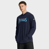 Tennessee Titans Sideline Pure Fury Performance Long Sleeve Hoodie T-Shirt - Navy - Nike