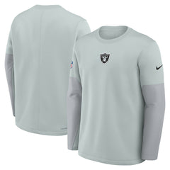 Las Vegas Raiders Sideline Coach Therma-FIT Long Sleeve T-Shirt - Silver - Nike