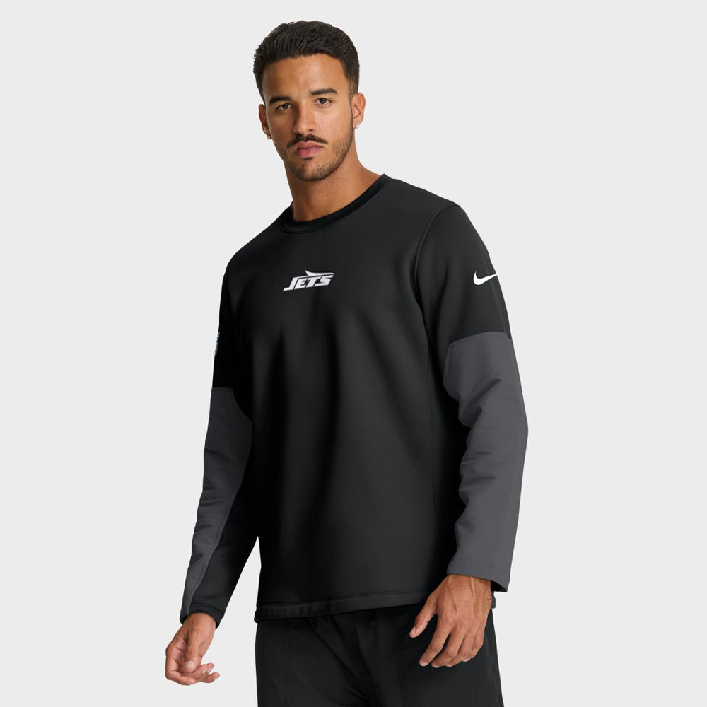 New York Jets Sideline Coach Therma-FIT Long Sleeve T-Shirt - Black - Nike