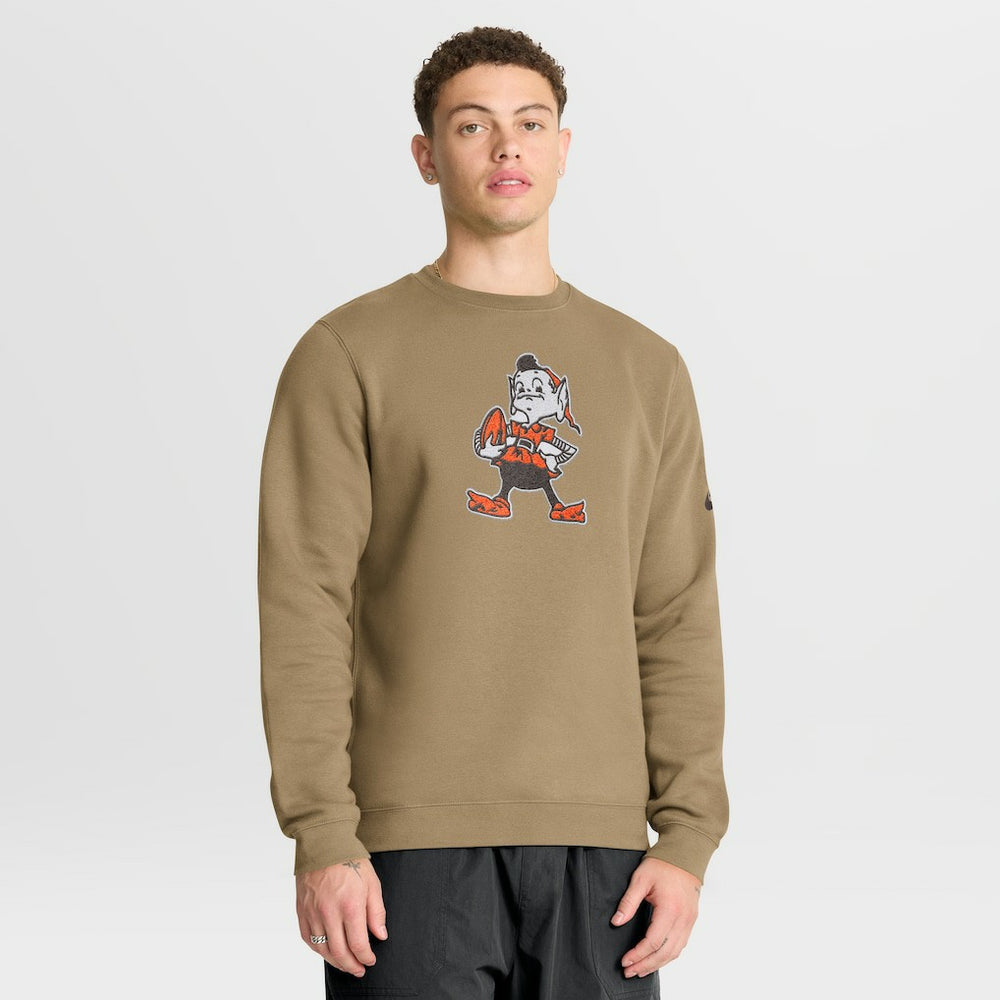 Cleveland Browns Swing Pass Rewind Club Pullover Sweatshirt - Brown - Nike