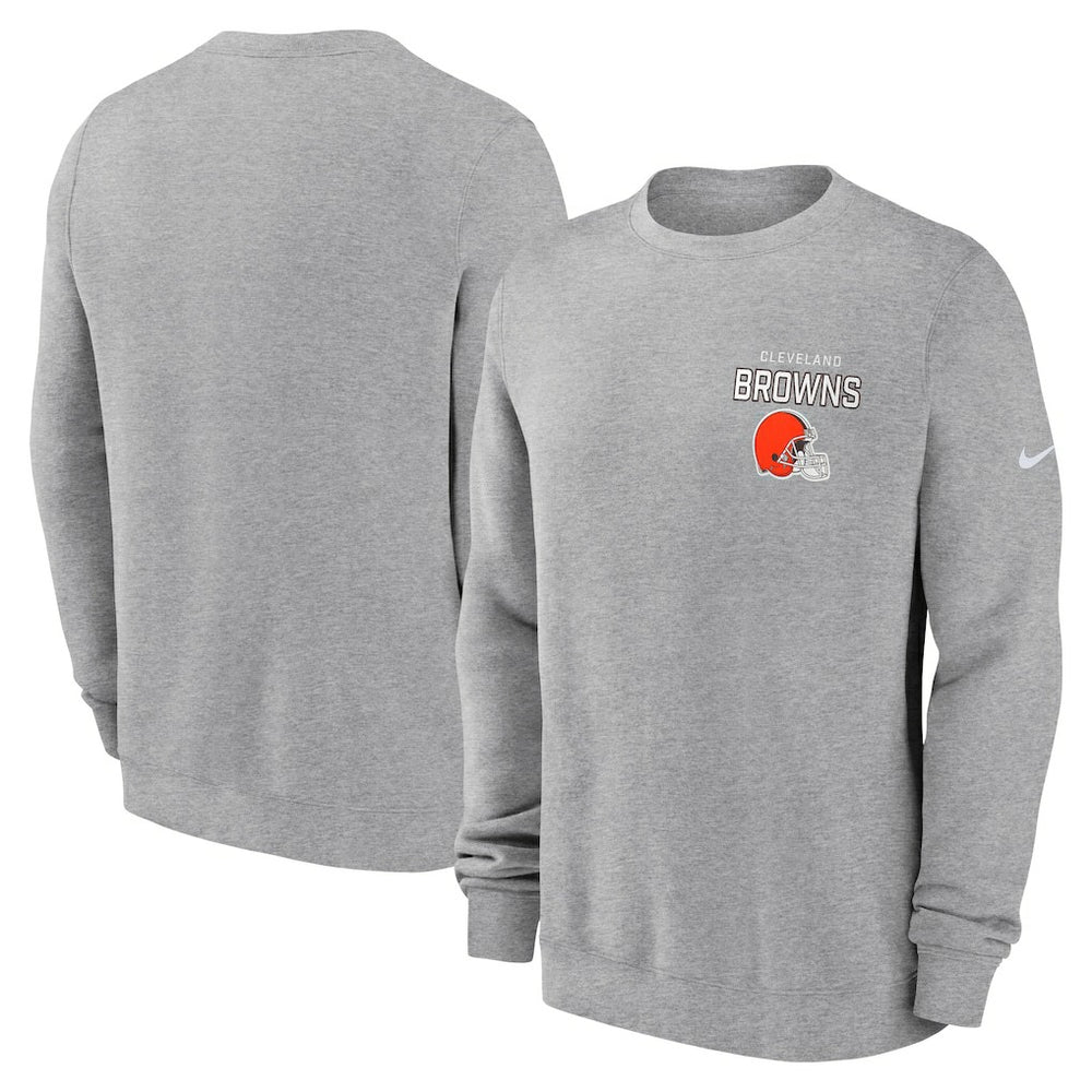 Cleveland Browns Primetime Club Fleece Pullover Sweatshirt - Heather Gray - Nike