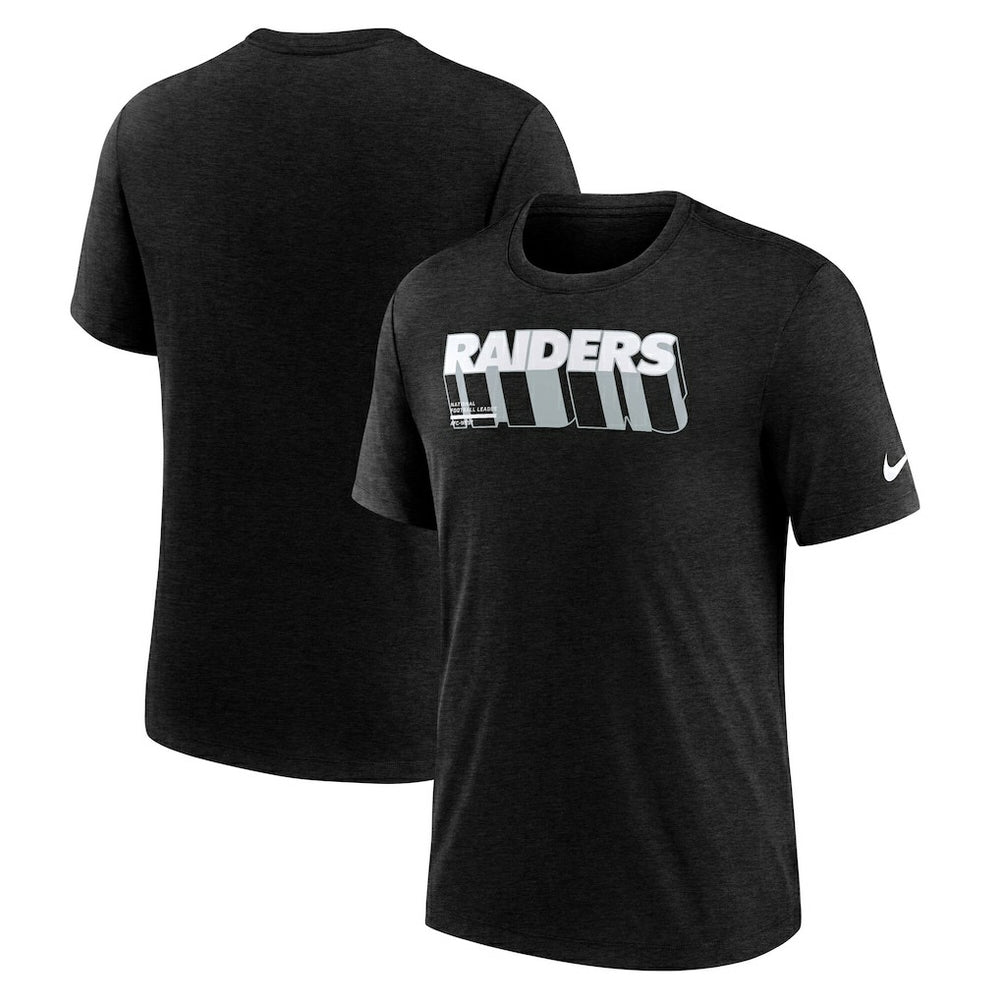 Las Vegas Raiders Long Pass Tri-Blend T-Shirt - Heather Black - Nike