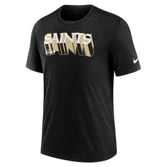 New Orleans Saints Long Pass Tri-Blend T-Shirt - Heather Black - Nike