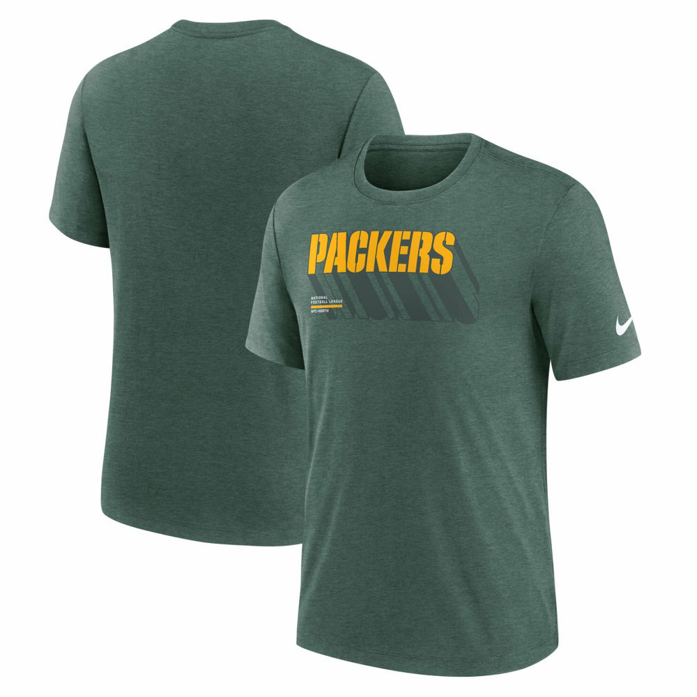 Green Bay Packers Long Pass Tri-Blend T-Shirt - Heather Green - Nike