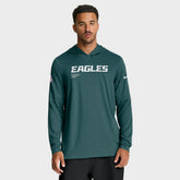 Philadelphia Eagles Big & Tall Sideline Dri-FIT Long Sleeve Hoodie T-Shirt - Midnight Green - Nike