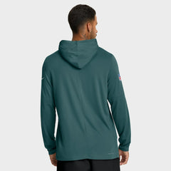 Philadelphia Eagles Big & Tall Sideline Dri-FIT Long Sleeve Hoodie T-Shirt - Midnight Green - Nike
