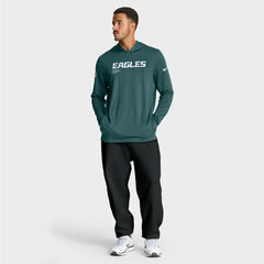 Philadelphia Eagles Big & Tall Sideline Dri-FIT Long Sleeve Hoodie T-Shirt - Midnight Green - Nike
