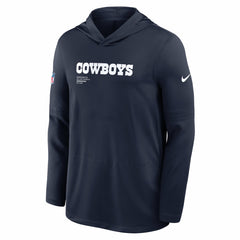 Dallas Cowboys Big & Tall Sideline Dri-FIT Long Sleeve Hoodie T-Shirt - Navy - Nike