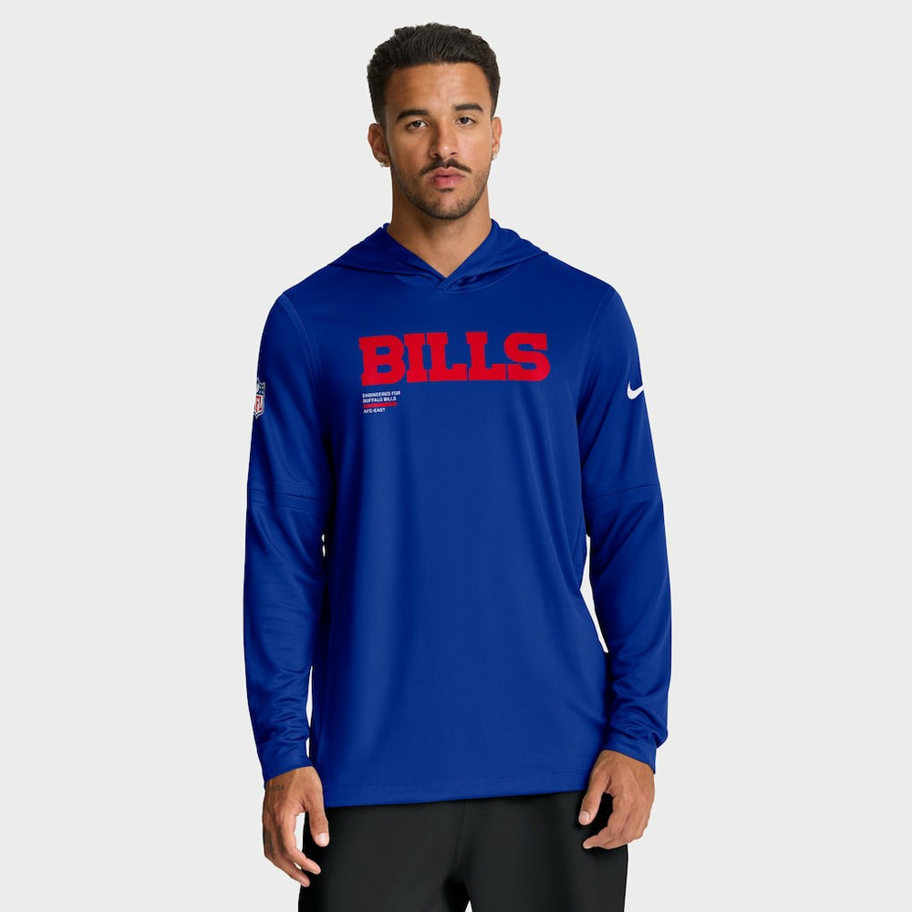 Buffalo Bills Big & Tall Sideline Dri-FIT Long Sleeve Hoodie T-Shirt - Royal - Nike