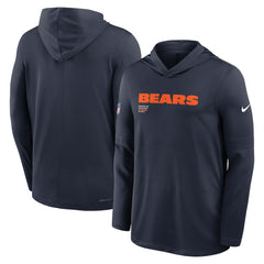 Chicago Bears Big & Tall Sideline Dri-FIT Long Sleeve Hoodie T-Shirt - Navy - Nike