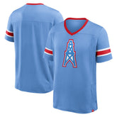 Tennessee Titans Oilers Throwback Hometown Premium Hashmark V-Neck T-Shirt - Light Blue - Fanatics