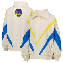 Golden State Warriors Terez Women's Retro Chevron Ripstop Quarter-Zip Windbreaker Jacket White