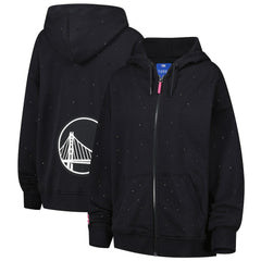 Golden State Warriors Terez Women's Oversized Allover Gemstone Full-Zip Hoodie Black