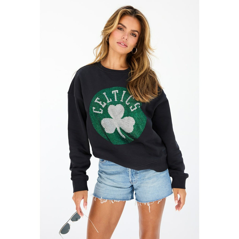 Boston Celtics Terez Women's Gemstone Logo Pullover Sweatshirt Black