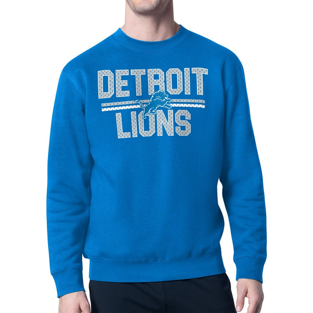 Detroit Lions Starter Mesh Look Retro Team Logo Pullover Sweatshirt - Blue - NFL