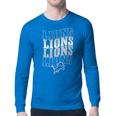 Detroit Lions Starter Four Team Name Retro Logo Long Sleeve T-Shirt - Blue - NFL