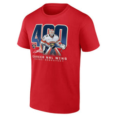 Sergei Bobrovsky Florida Panthers 400 Career Wins T-Shirt - Red | NHL sale
