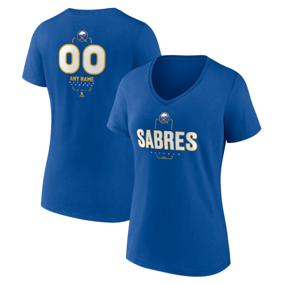 Buffalo Sabres Women's Personalized Name & Number Midfielder V-Neck T-Shirt - Royal | NHL on sale