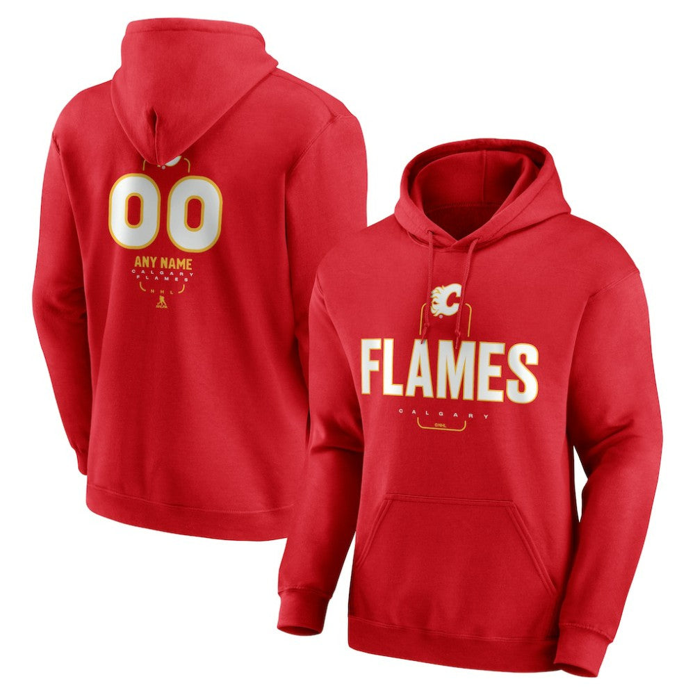 Calgary Flames Personalized Name & Number Midfielder Pullover Hoodie - Red | NHL on sale