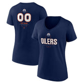 Edmonton Oilers Women's Personalized Name & Number Midfielder V-Neck T-Shirt - Navy | NHL online