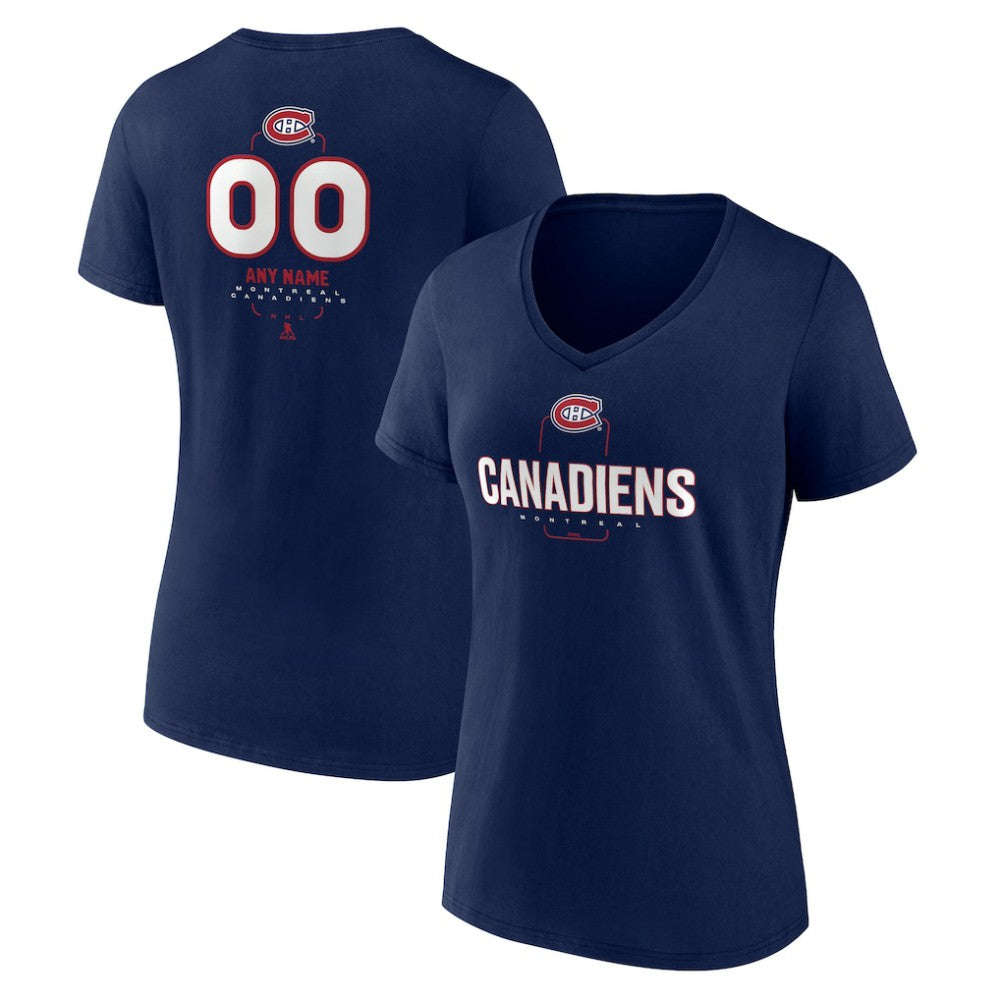 Montreal Canadiens Women's Personalized Name & Number Midfielder V-Neck T-Shirt - Navy | NHL online