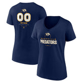 Nashville Predators Women's Personalized Name & Number Midfielder V-Neck T-Shirt - Navy | NHL sale