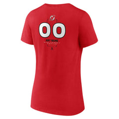 New Jersey Devils Women's Personalized Name & Number Midfielder V-Neck T-Shirt - Red | NHL Lifestyle
