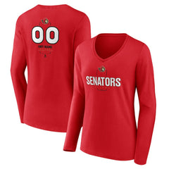 Ottawa Senators Women's Personalized Name & Number Midfielder Long Sleeve V-Neck T-Shirt - Red | NHL on sale
