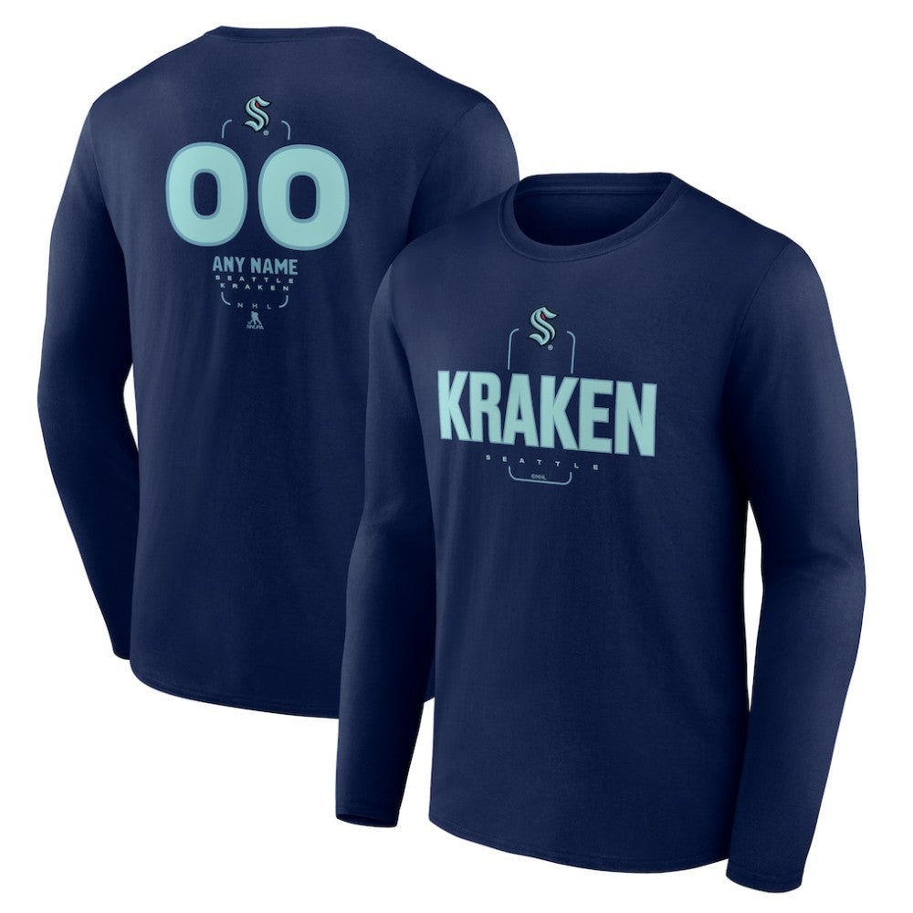 Seattle Kraken Personalized Name & Number Midfielder Long Sleeve T-Shirt - Deep Sea Blue | NHL discount