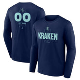 Seattle Kraken Personalized Name & Number Midfielder Long Sleeve T-Shirt - Deep Sea Blue | NHL discount