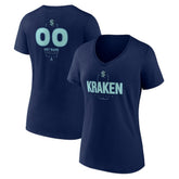 Seattle Kraken Women's Personalized Name & Number Midfielder V-Neck T-Shirt - Deep Sea Blue | NHL on sale
