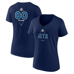 Winnipeg Jets Women's Personalized Name & Number Midfielder V-Neck T-Shirt - Navy | NHL on sale