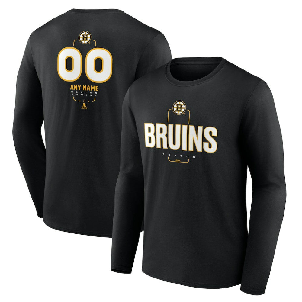 Boston Bruins Personalized Name & Number Midfielder Long Sleeve T-Shirt - Black | NHL on sale